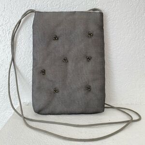 Vintage DKNY gray Y2K 90s dainty evening crossbody chiffon bag